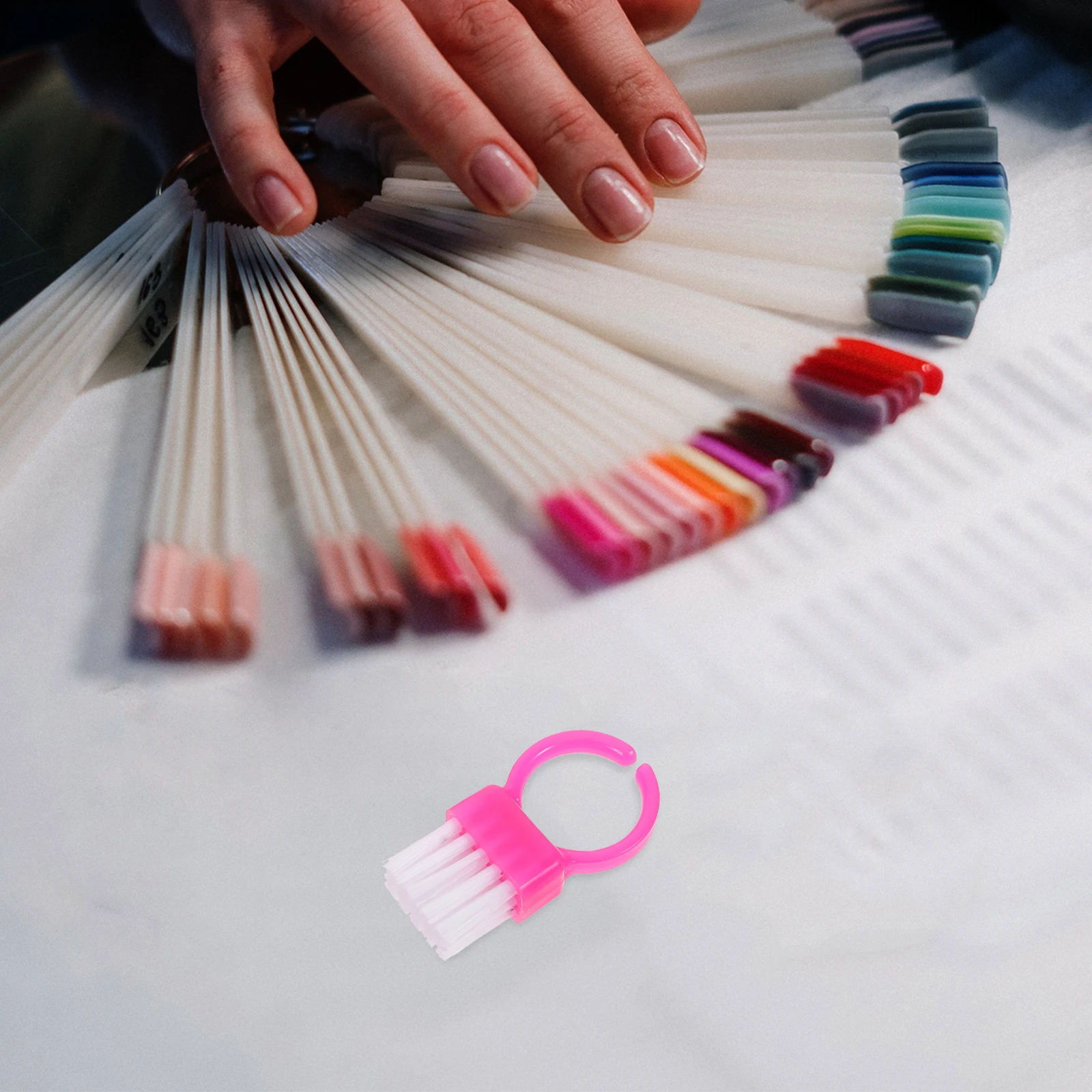 

100pcs Nail Cleaning Brush Small Plastic Hand Scrub For Fingernails Manicure Tools Home Salon Use Pink Portable Ergonomic Handle