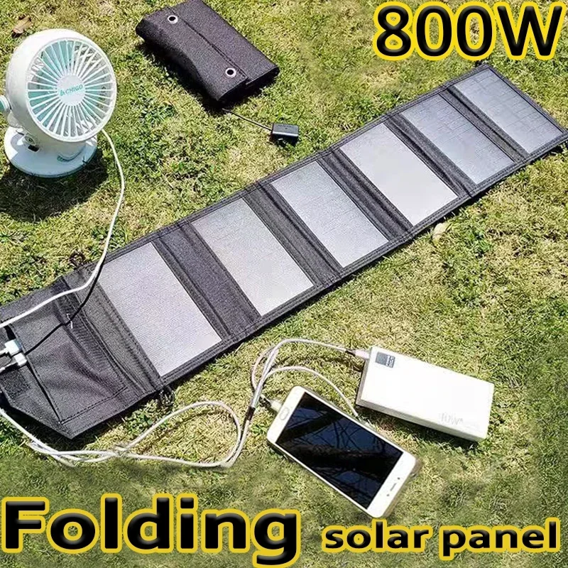 800W Foldable Solar Panel Phone Charger 5V Solar Panels Plate USB  Solar Panels Power Bank for Cell Phone Camping Emergency