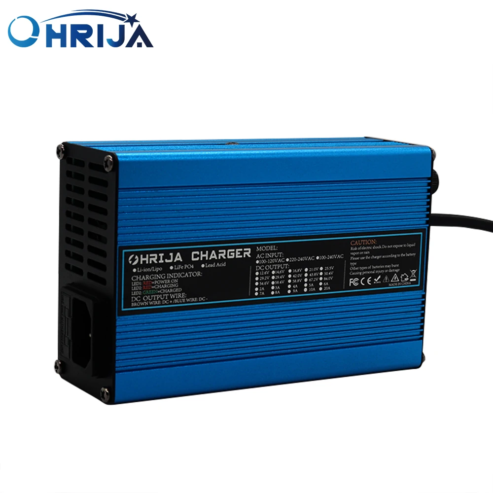 16.8V 10A Charger Smart Aluminum Shell Is Suitable For Lithium Ion Battery 4S 14.8V Blue