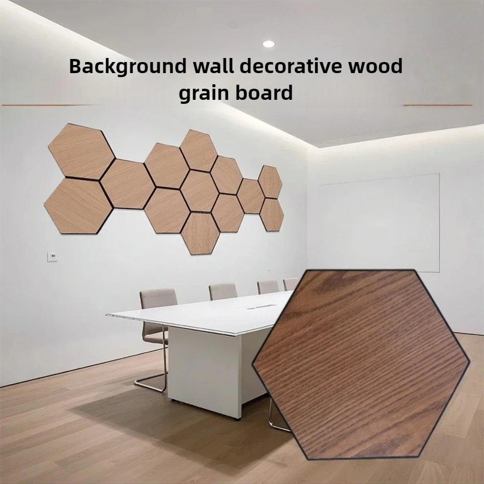 

26x30 см шестиугольная деревянная 3D акустическая панель из ПЭТ-самоклеящаяся звукоизоляционная доска для спальни, гостиной, офиса, фоновая стена