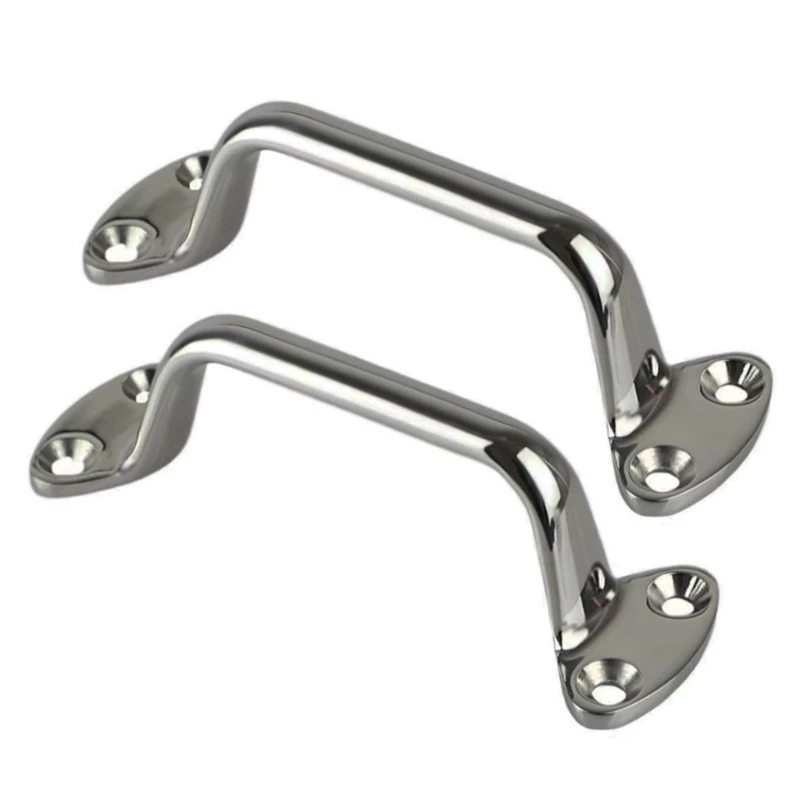 M68B Stainless Steel Boat Pull Handle 1 Pair 6 Inch Marine Grab Handle for Storage Lids, Side Mounts, and Fixed Pull Points