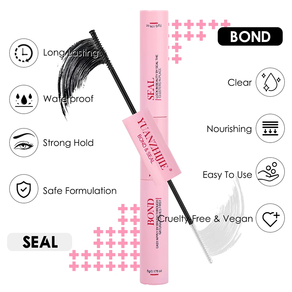 YUANZHIJIE Eyelash Extension Makeup Tool 2in1 Bond and Seal Lash Glue for Eyelash Extensions Professional Makeup