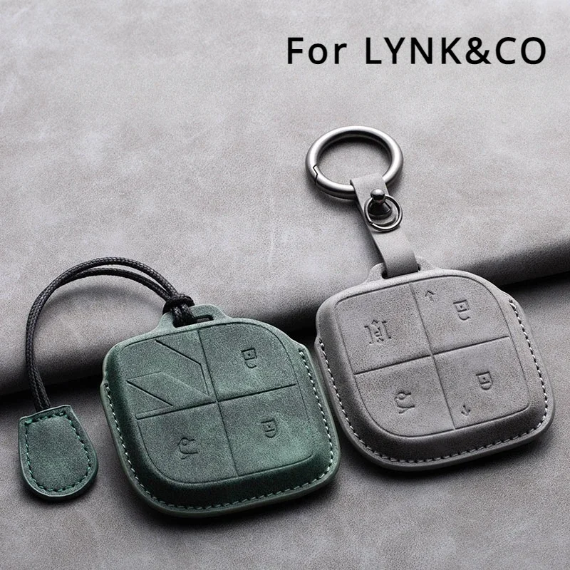 Leather Car Key Case Cover For LYNK&CO 08 2022 2023 2024 LYNKCO 01 02 03 05 06 09 Auto Key Fob Holder Keychain Accessories