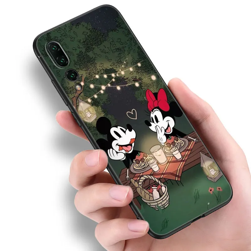 M-Mickey Mouse Black Phone Case For Huawei P20 P30 P40 Lite P60 Art Pura 70 Ultra P50 Pro P50E P Smart 2018 2019 2020 2021