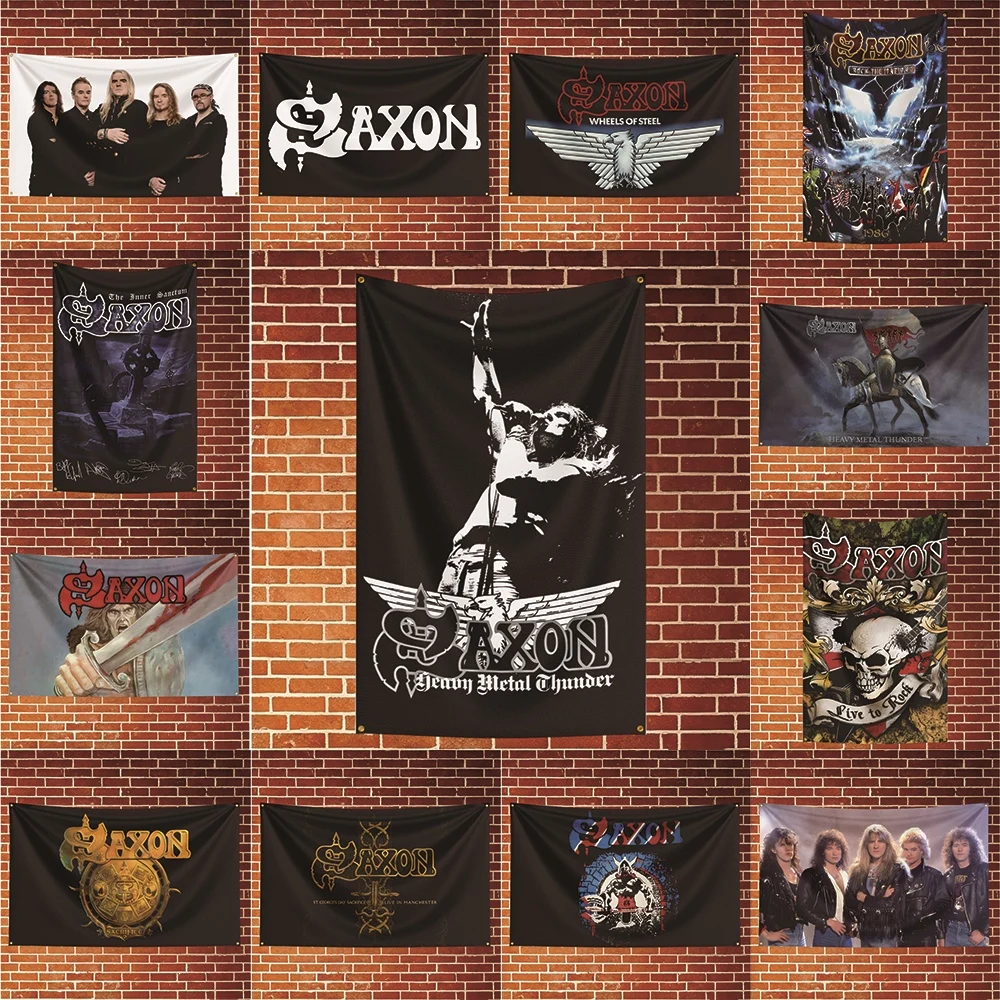 Saxon Music Flag Banner For Fan Cave Watch Party Tailgate Gathering Indoor Outdoor Backyard Home Festival Ornament Supply