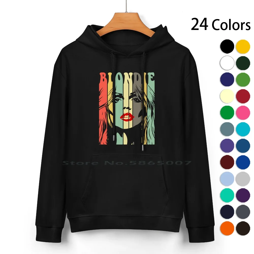 

Blondie Retro Pure Cotton Hoodie Sweater 24 Colors Blondie Retro Love Band Mussic 100% Cotton Hooded Sweatshirt For Women Men