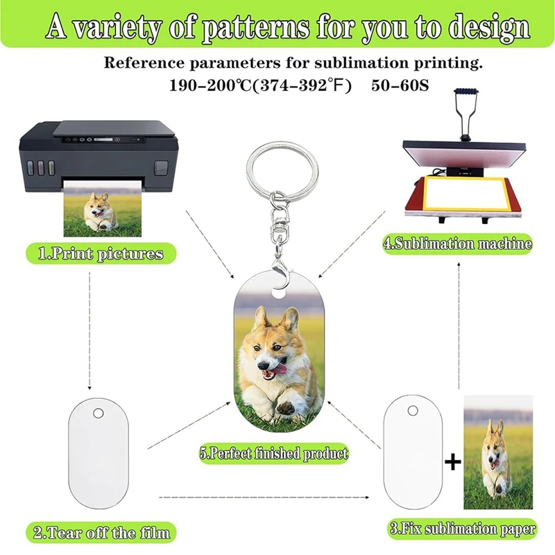 Blancs de porte-clés de sublimation en métal, ébauches en vrac pour porte-clés, ébauches d'ornement de sublimation double face