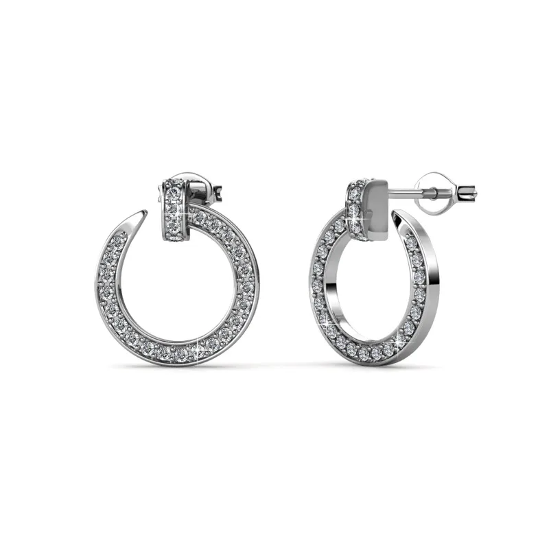 

Daisini 925 Sterling Silver Elegant Nail Stud Earrings for Women Paved Swarovski Crystals White Cold Plated Personality Jewelry
