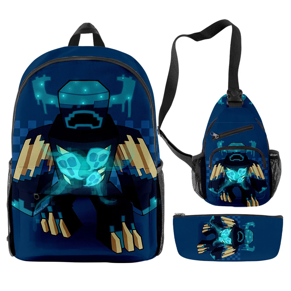 

Cartoon Popular Funny Novelty WRROENWarden 3D Print 3pcs/Set pupil School Bags Travel Laptop Backpack Chest Bag Pencil Case