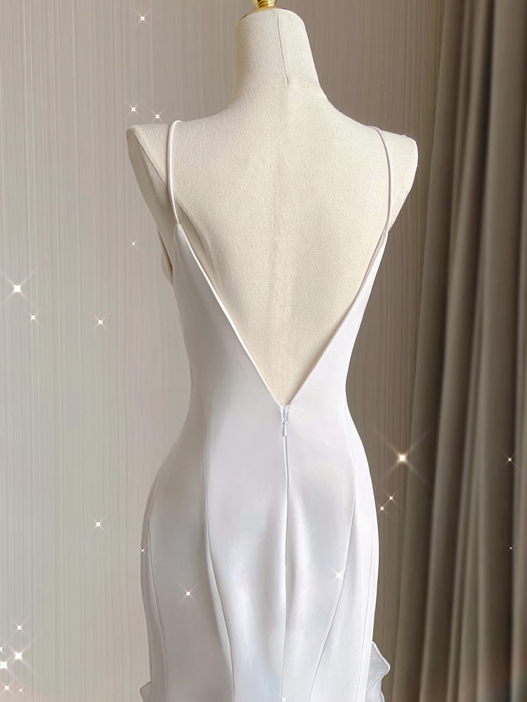 Vestido Branco E F Sexy ara que Caia para Festa, Vestido Longo de Noite para Anfitriã, Vestido Moderno de Ci...
