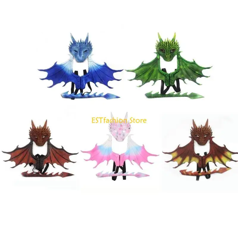 Y5GC Maschera del Drago e Coda Costumi del Drago Costume Cosplay Party Wing Prop Accessori in Maschera