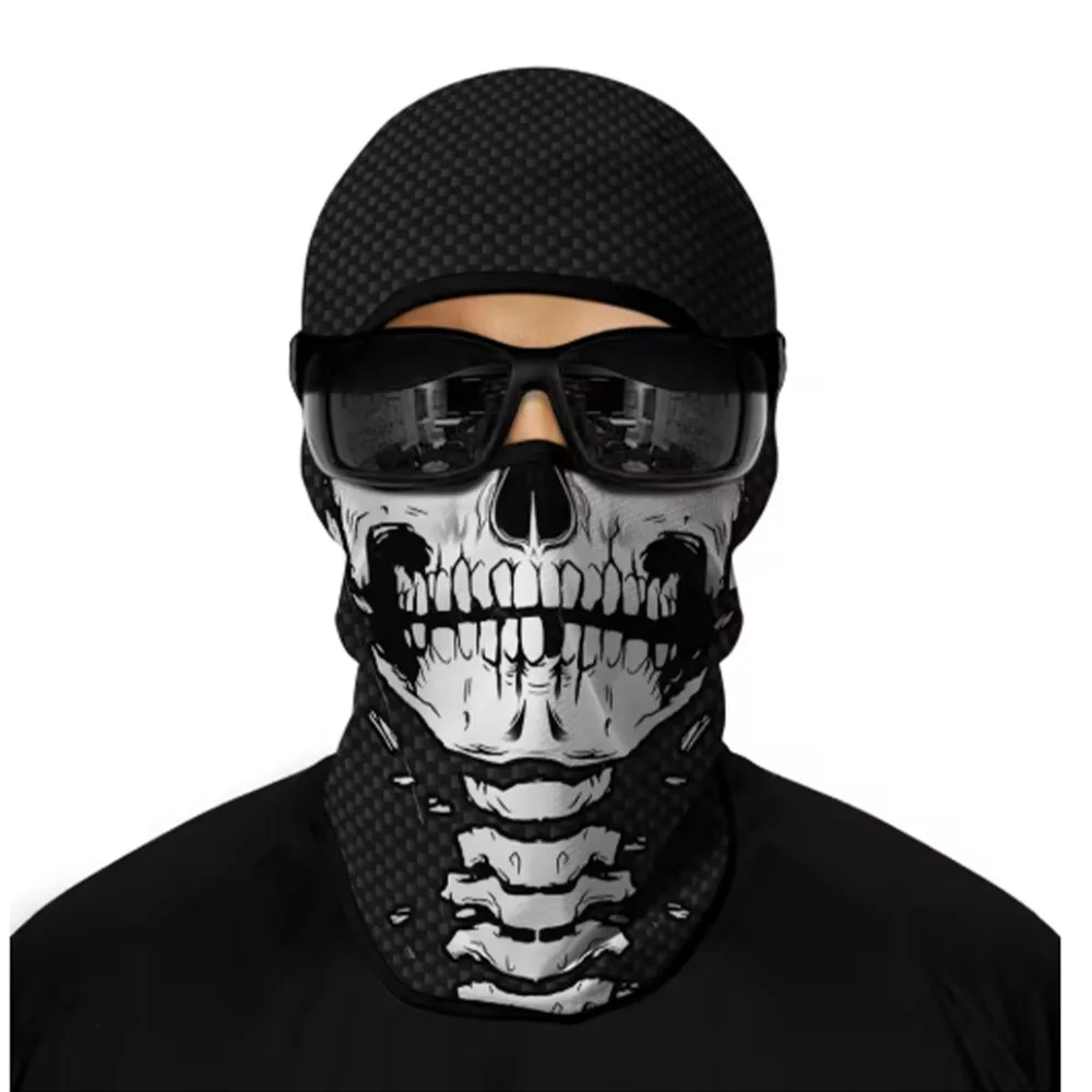 Fahrrad-Sturmhaube mit Totenkopf-Print, Motorrad-Vollgesichtsmaske, winddichter Ski-Kopf- und Nackenwärmer, Fahrradhelm-Innenfutter – Detail 2