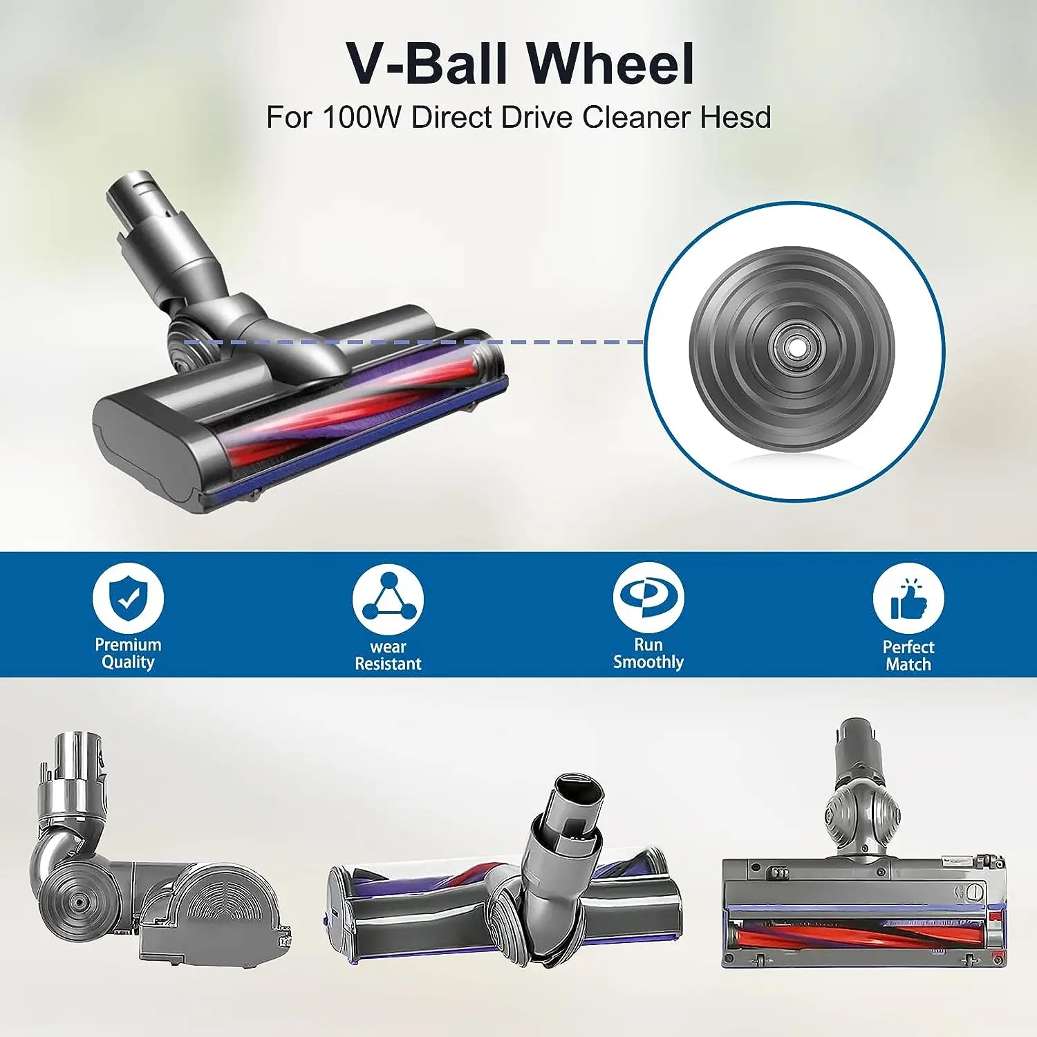 V-Ball Wheels For Dyson V10 V11 V15 Vacuum Cleaner 100W Direct Drive Cleaner Head Wheel Replacement Accessories Spare Parts