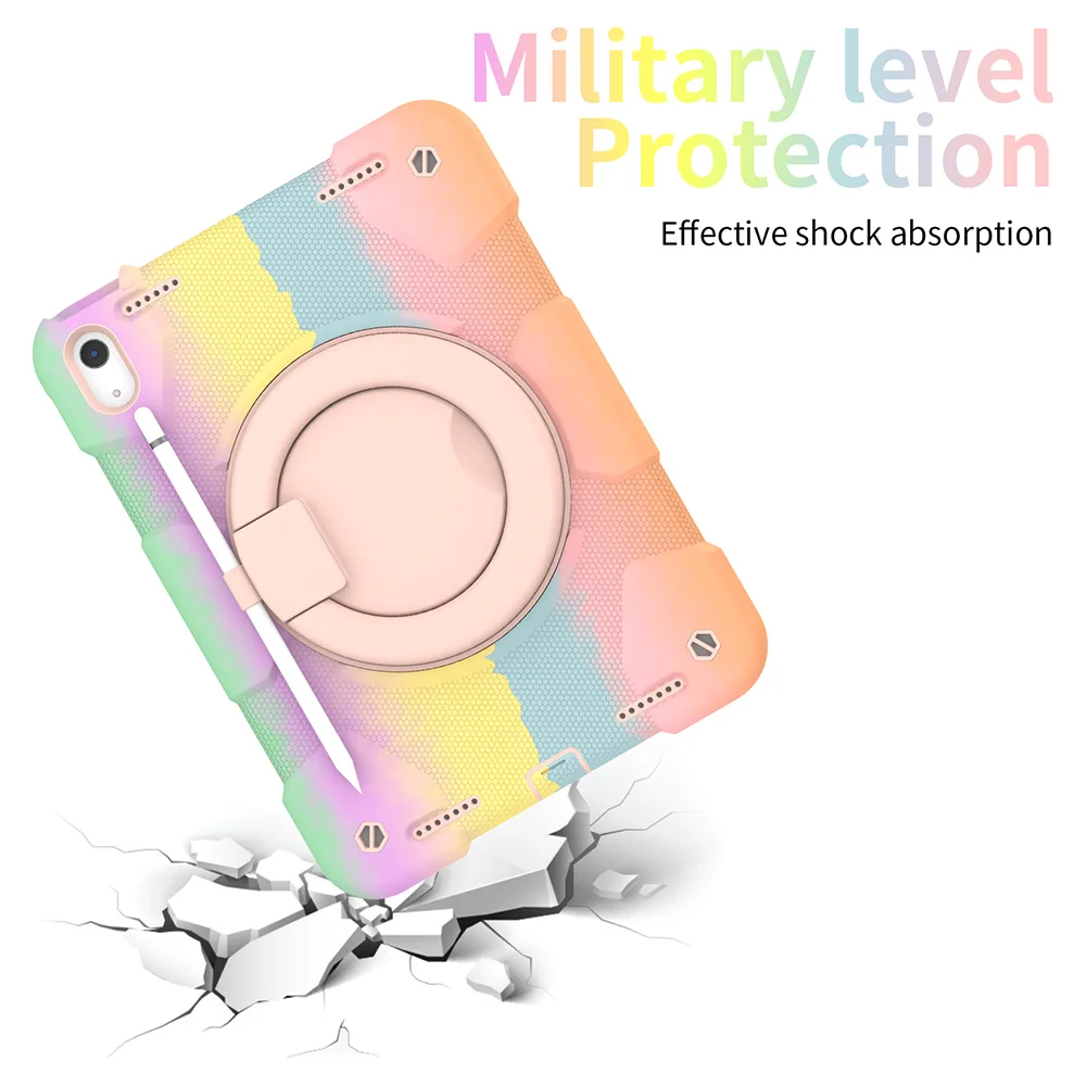 Universal Stand Tablet Case For iPad 7th 8th 9th 11th 10th Gen Air 11 5 4 3 Pro 11 iPad 9.7 360 Rotating Handle Grip Cover Kids