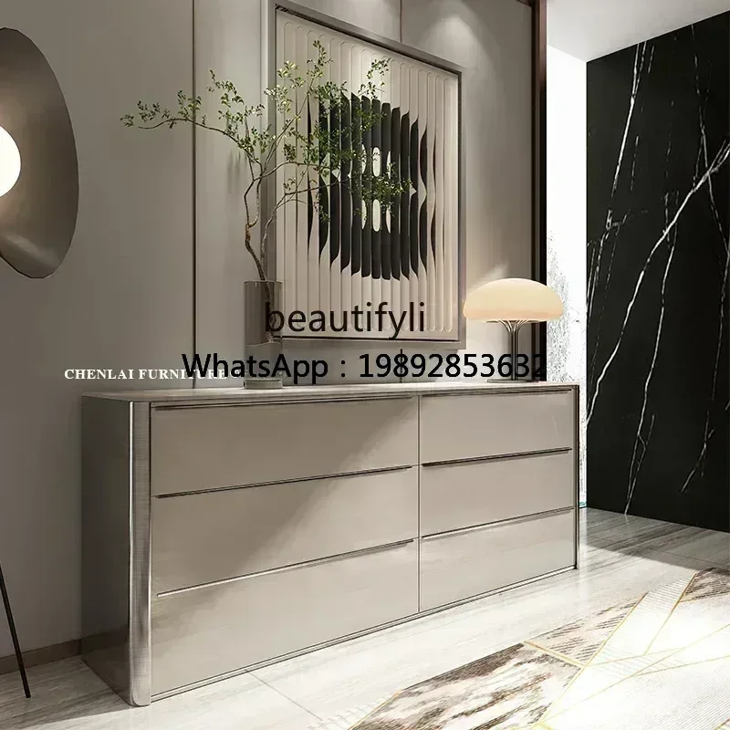 

FF Italian minimalist solid wood six-bucket cabinet light luxury rock slab mystery cabinet multi-functional locker