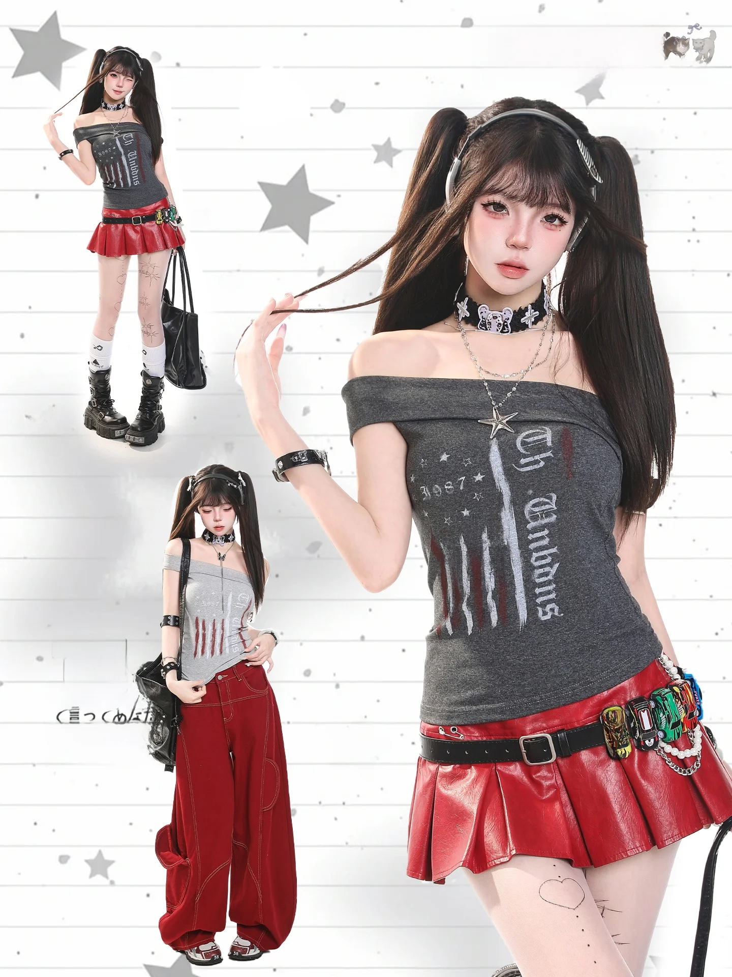 Sexy American Girl Letter Print One Shoulder Short Sleeve T-Shirt Women Summer Slimming Belly Show Cool Trendy Top