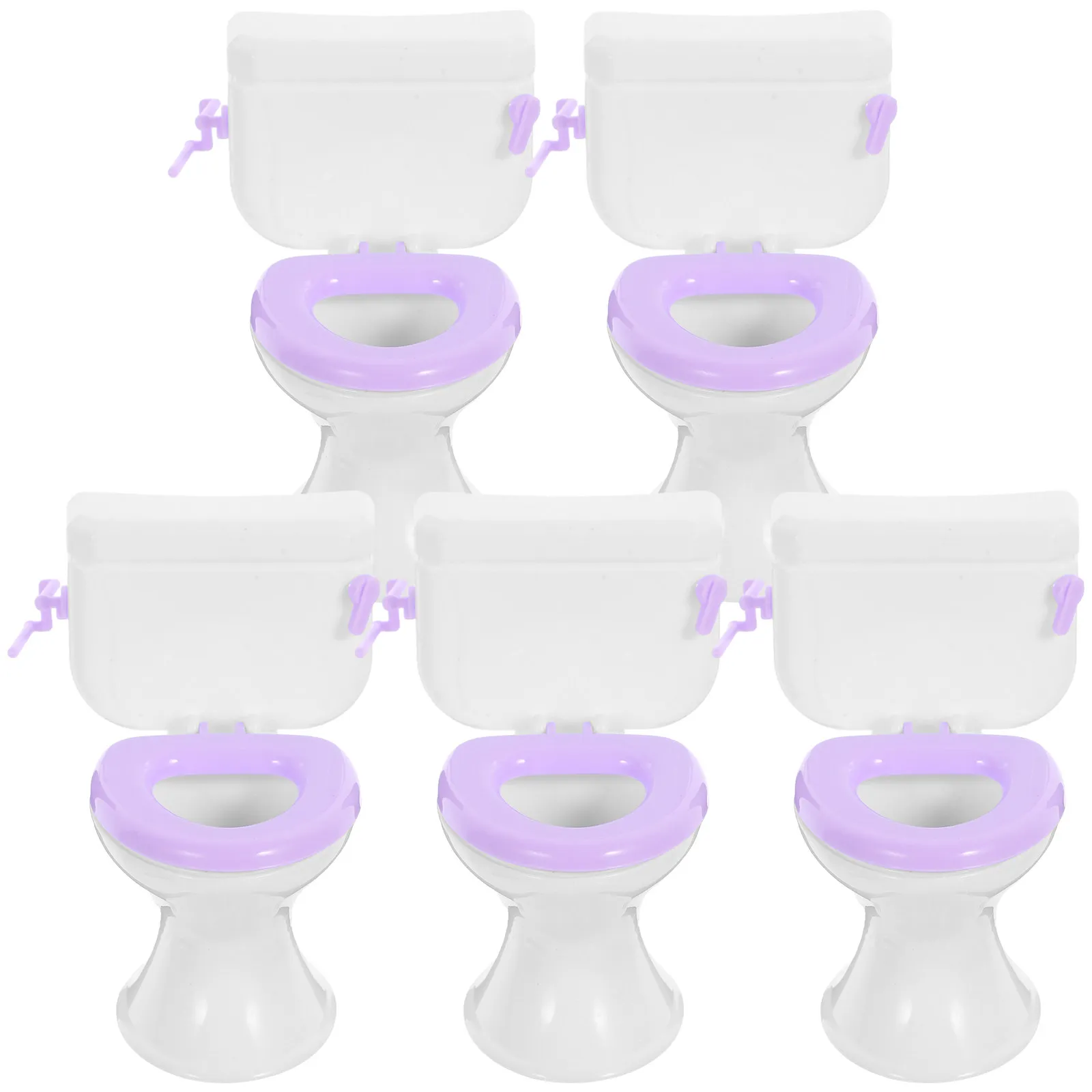 5 Pcs Mini Toilet Decorations for Dollhouse Bathroom – Sturdy Rustic Style Mini House Furniture Accessories