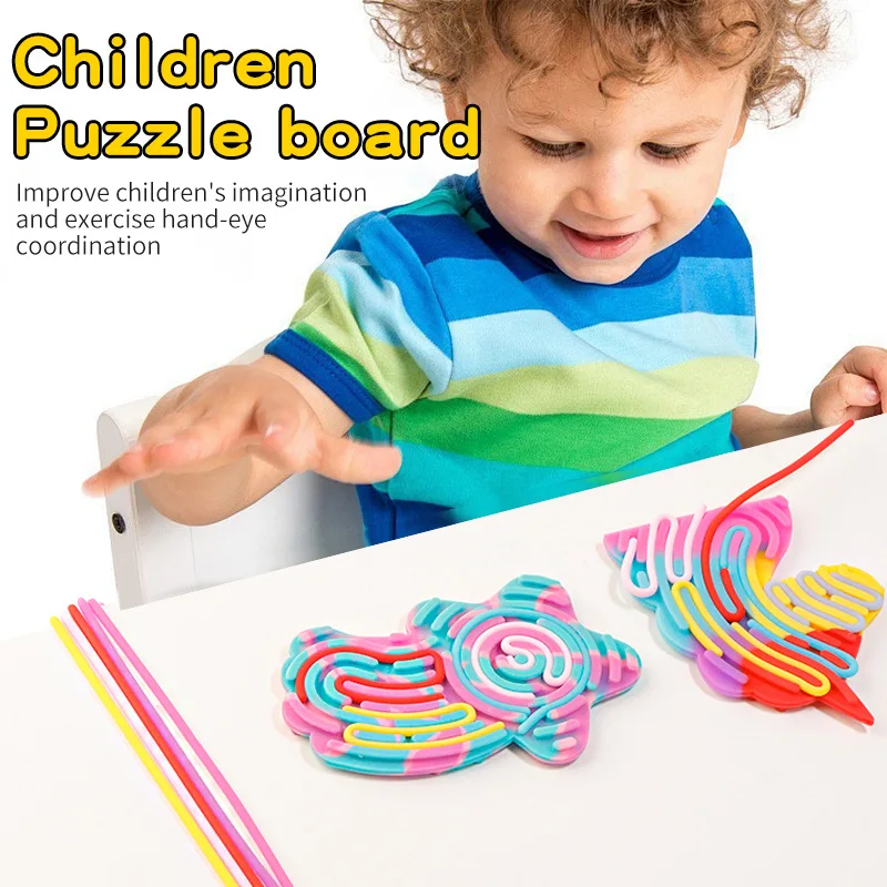 Cute Unicorn Butterfly Dinosaur Elephant Sensory Activity Board Kids Puzzle Stress Relief Toys Silicone Sensory Activity Board