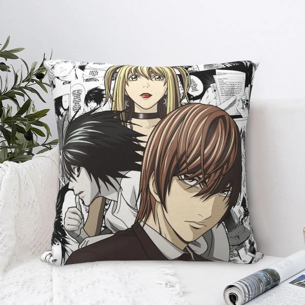 Death Note Shinigami Square Pillow Cases Anime Lawliet Light Yagami Cushion Cover  Throw Pillow Case Cover for Living Room 18
