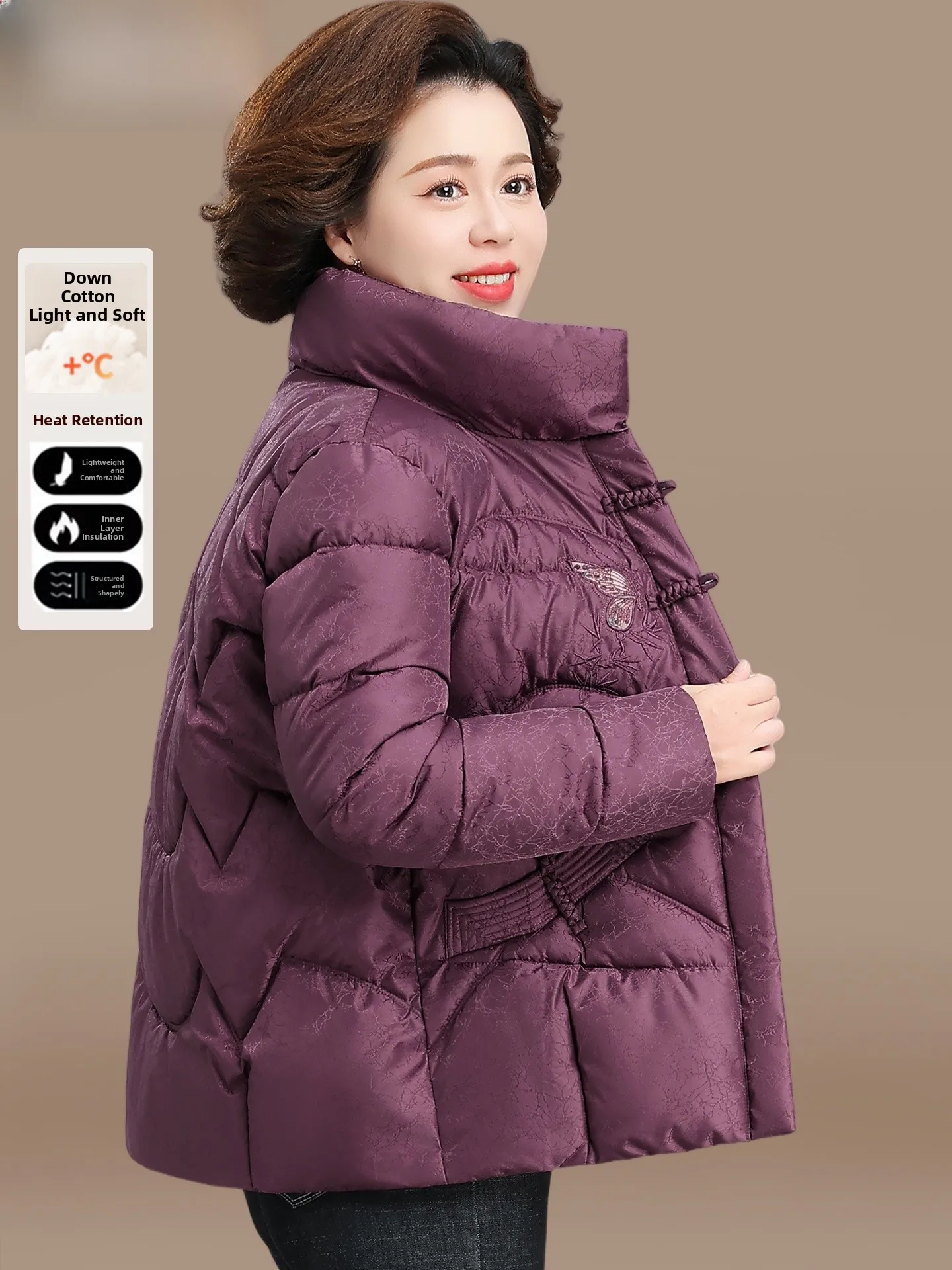 

Новая китайская зимняя куртка для женщин: теплый пуховик из хлопка, модный свободный крой для среднего и старшего возраста, осенне-зимняя коллекция.