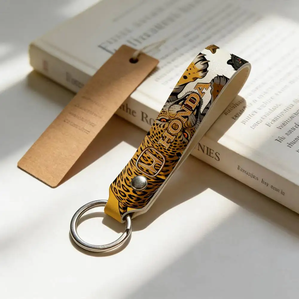 

For Honda PU Leather Motorcycle Keychain Universal Motorbike Key Ring Holder For Riders Men Gift