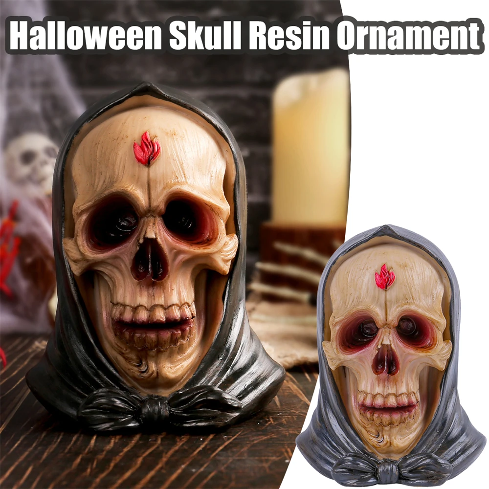 Halloween Skull Resin Ornament High Quality Resin Material Compact Size Wide Range Usage House Decoration Party Scene Dress