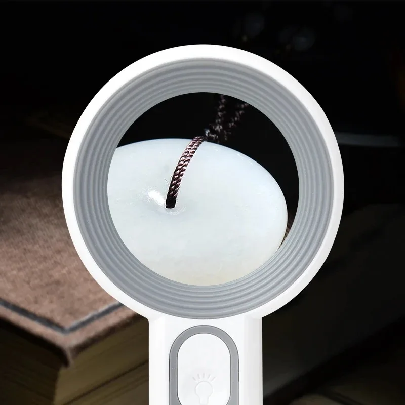 Rechargeable 12X Portable Magnifying Glass with LED Light for Seniors Reading Jewelry Craft Coin Stamp Inspection Repair