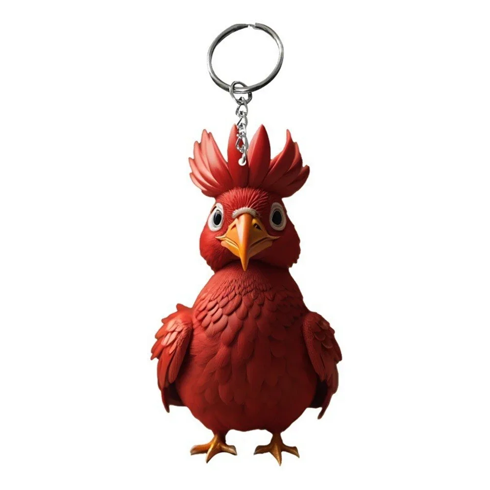 Lovely Cartoon Chicken Animal Keychains Acrylic Rooster Pendant for Women Men Car Handbag Phone Key Rings Accessories Xmas Gifts