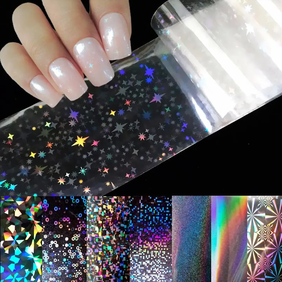 1 roll of 120m Aurora Chrome Nail Foil Mirror Effect Nail Pigment Irridescent Glitter Heart Marble Foil Sticker Decoration Manic