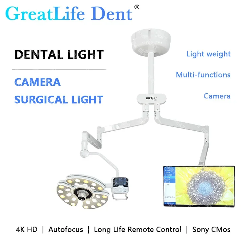 GreatLife Dental LED Surgical Lamp Oral Operation Sensor light With 4K HD Recording System Build in Camera Chair-mounted light