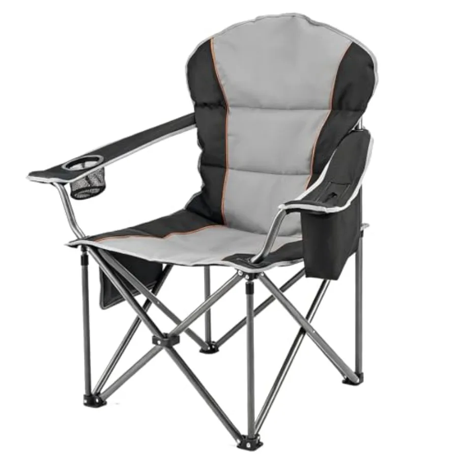 

Складное кресло для кемпинга увеличенного размера для взрослых, портативное уличное раскладное кресло с поддержкой до 227 кг и боковыми подстаканниками