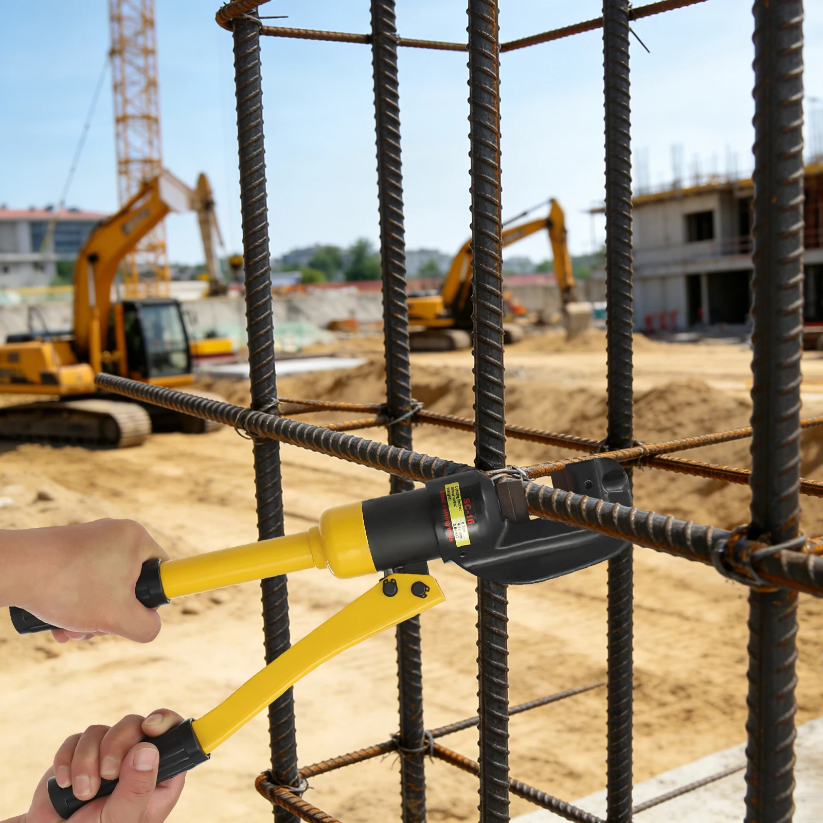 

8T Rebar Cutter Portable Electric Hydraulic 4mm-16mm Cutter with 1 Allen Wrench for Construction, Electricity, Transportation