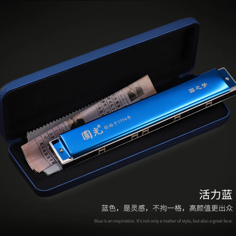 2023 28 Holes Chromatic Harmonica C Key Slive Professional Mouth Organ Portable Tremolo Mini Harps Woodwind Instruments