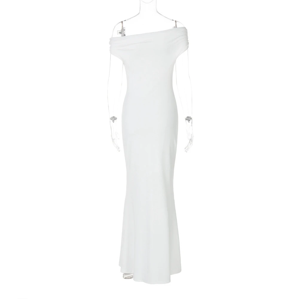 Maternity Dresses Photoshoot White Off Shoulder Slim Fit Pregnancy Maxi Gown Elegant Long Dress for Baby Shower Photography