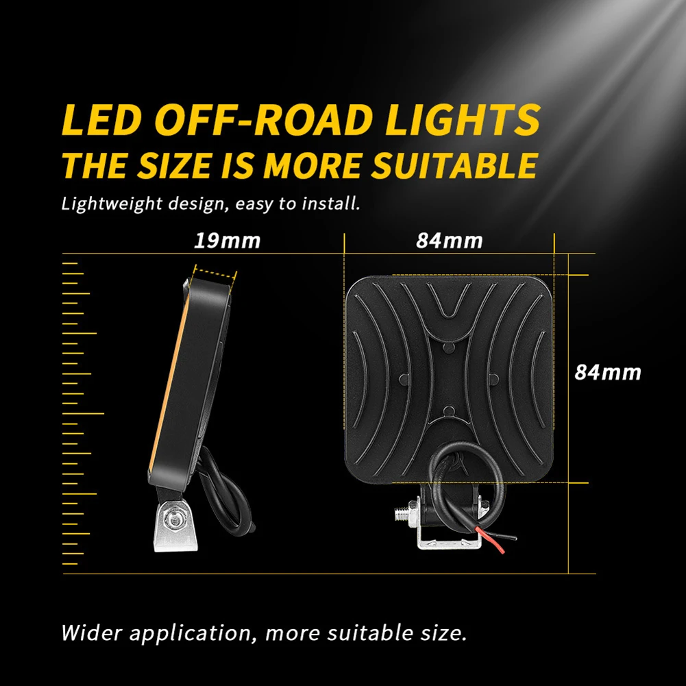 Unbreakable PMMA Lens 48w 12v Mini Square 16 Bulbs Waterproof LED Work Light Headlamp Pod Lighting Truck Off Road Tractor