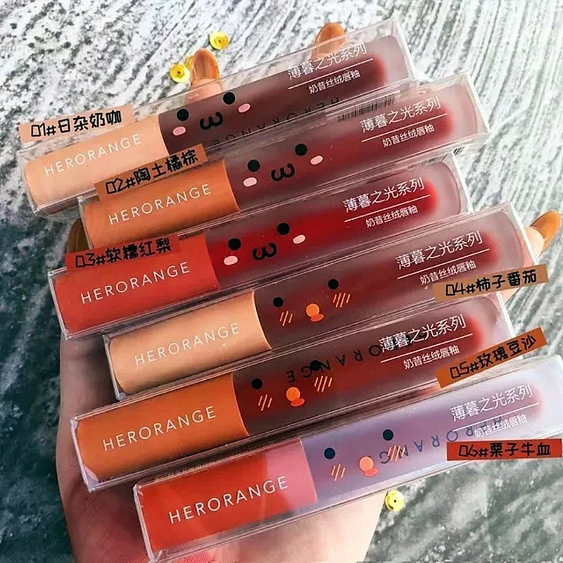 

HERORANGE Velvet Lipstick Lip Glaze Matte Non-Stick Lip Mud Waterproof Long-lasting Moisturizing Easy To Apply Korean Lip Makeup