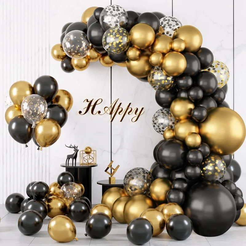 Palloncino in oro nero ghirlanda compleanno palloncino ghirlanda arco decorazioni per matrimoni palloncini per addio al nubilato Baby Shower Party