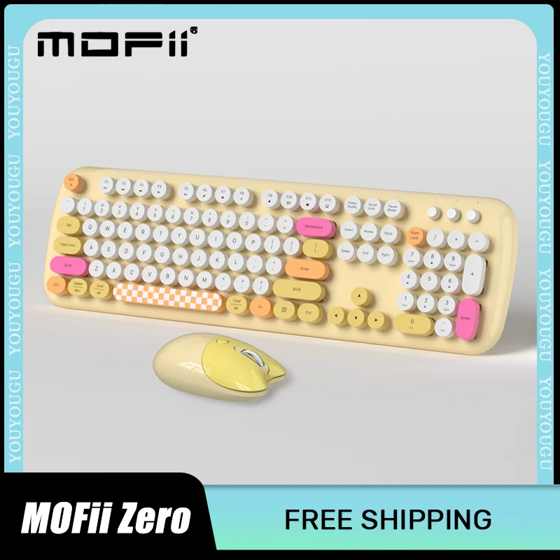 

Mofii Zero Wireless Keyboard Mouse Kit 2.4G USB Cartoon Bear Fashion Design Dopamine Color System Gaming Keyboard Mouse Kit Gift