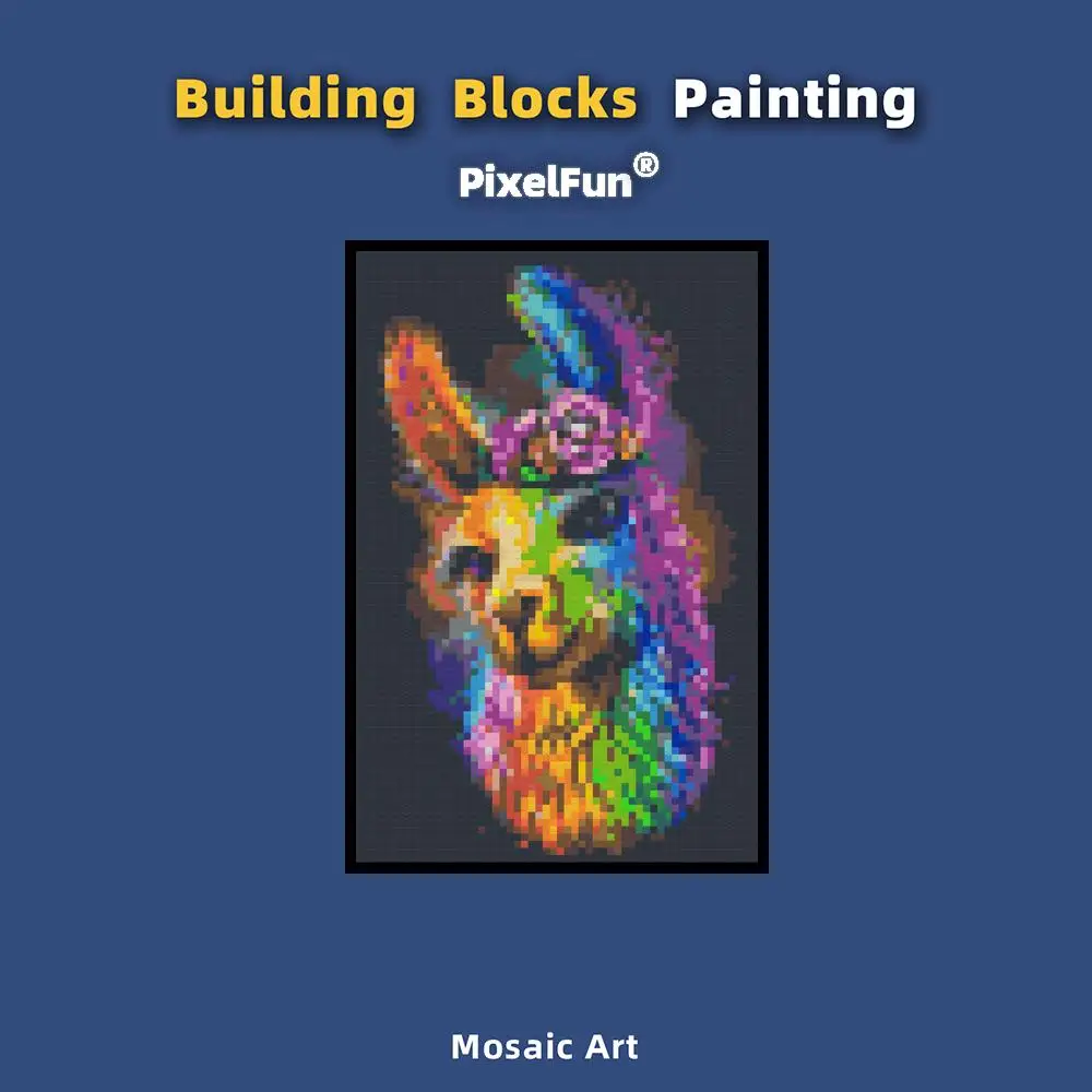 

S038 Color Alpaca Anime Figure Photo 7200PCS Building Block Custom Pixel Art Mosaic Painting Creatives DIY Decoration Mural Gift