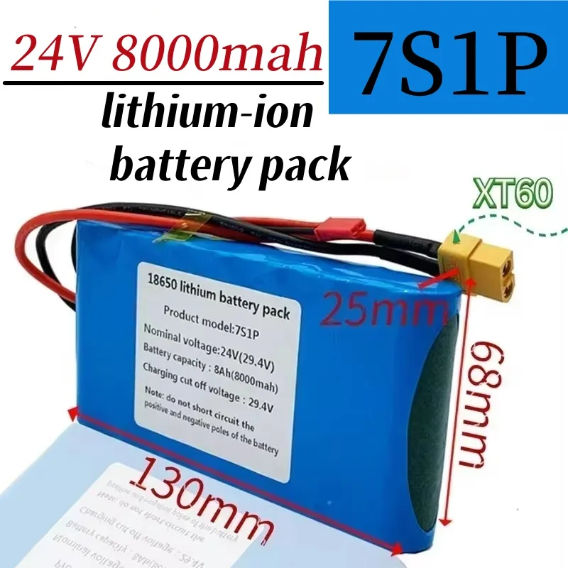 New 7s1p 24V 8000mah 18650 lithium ion battery pack  for scooter toy bicycle with built-in BMS and charger sales