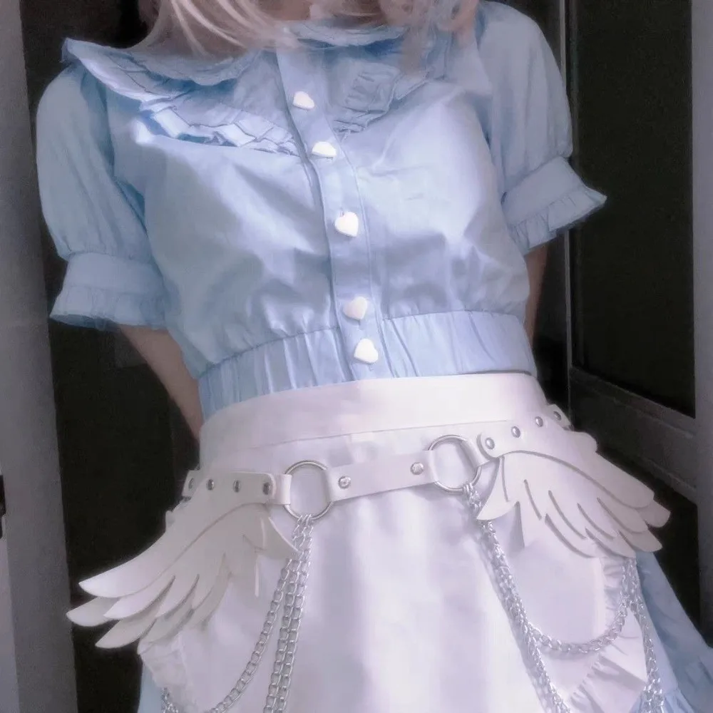 Trendiger Verstellbarer Engelsflügel-Gürtel aus PU-Leder, Punk-Gothic-Gürtel, Statement-Accessoire, Cosplay-Hüftkette, Rave-Outfit – Detail 8