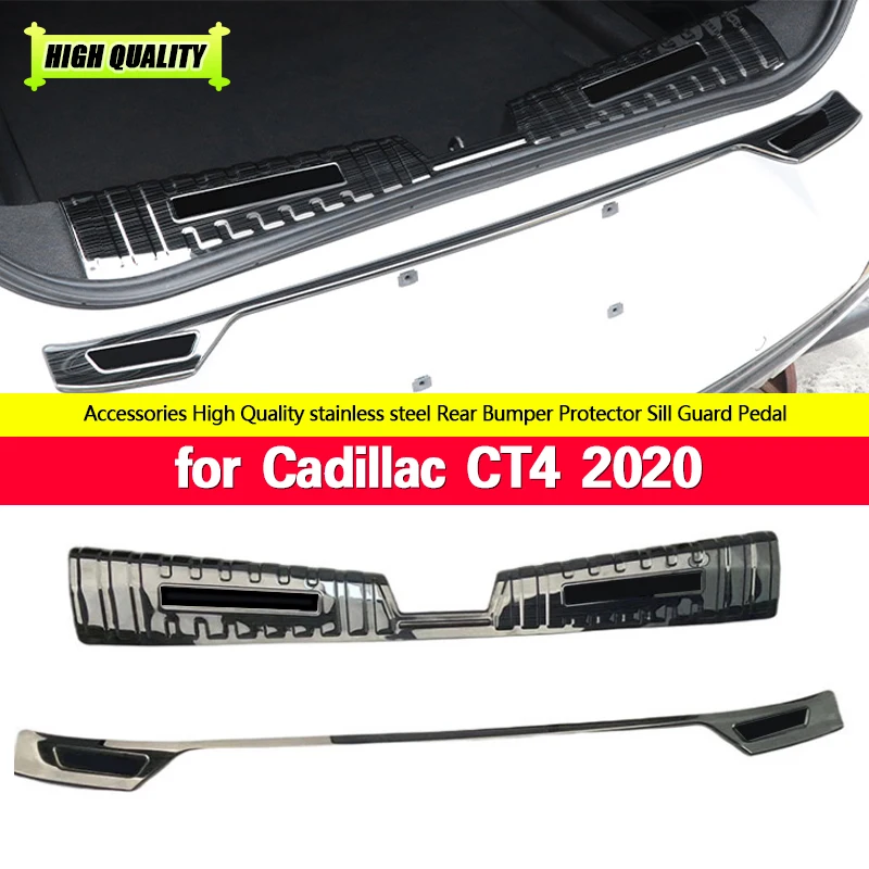 

2PCS Rear Bumper Internal External Protector Sill Trunk Rear Guard Tread Plate Trim for Cadillac CT4 2020 Chromium Styling