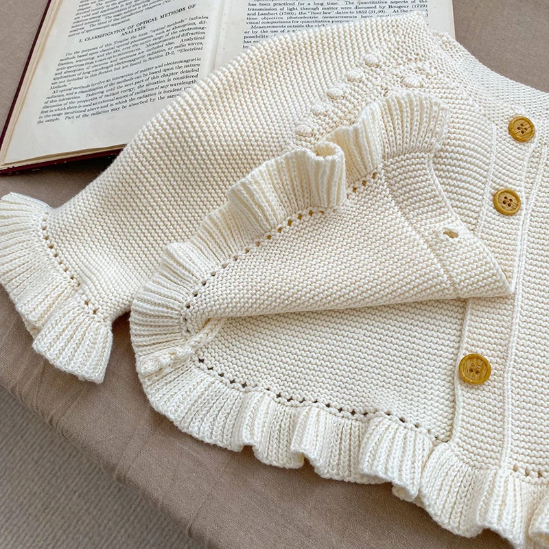 Infant Baby Girls Long Sleeve Sweet Solid Color Knitted Cardigan Coat Autumn Newborn Kids Baby Girls Sweaters Cardigan Coat