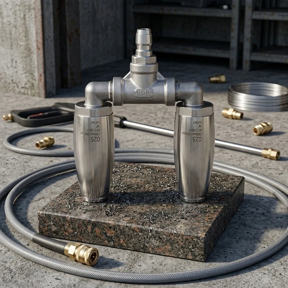For Power Washer Dual Turbo Nozzle with 360 Degree Rotating Jets Stainless Steel Material 1/4 Quick Connect Interface