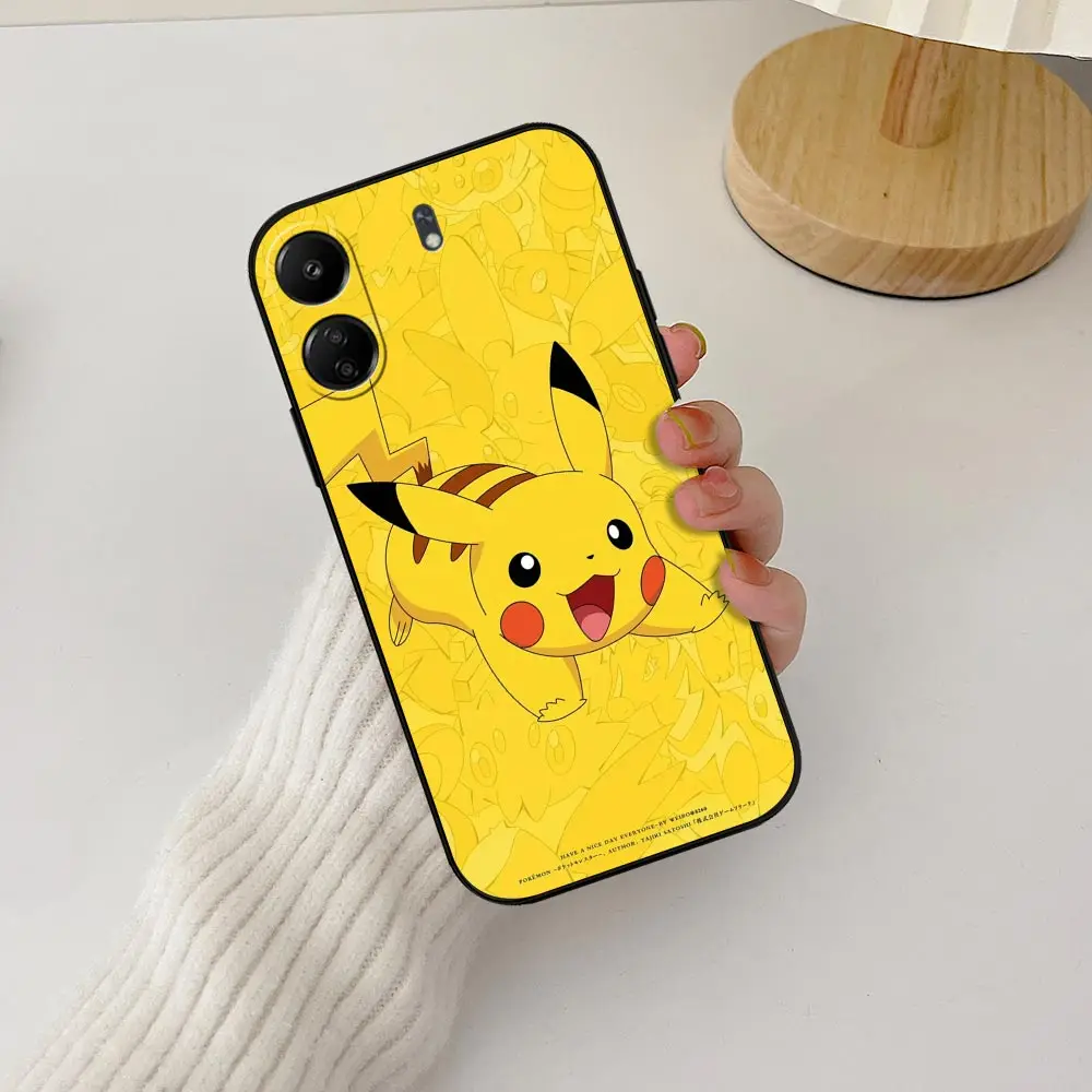 Capa de telefone anime Pokémon Pocket Monster, capa preta para Redmi 13C 12C 12 10C 10 9C 9 9A 9T 8 8A A1 A2 K60 K40 Pro Plus Ultra 5G