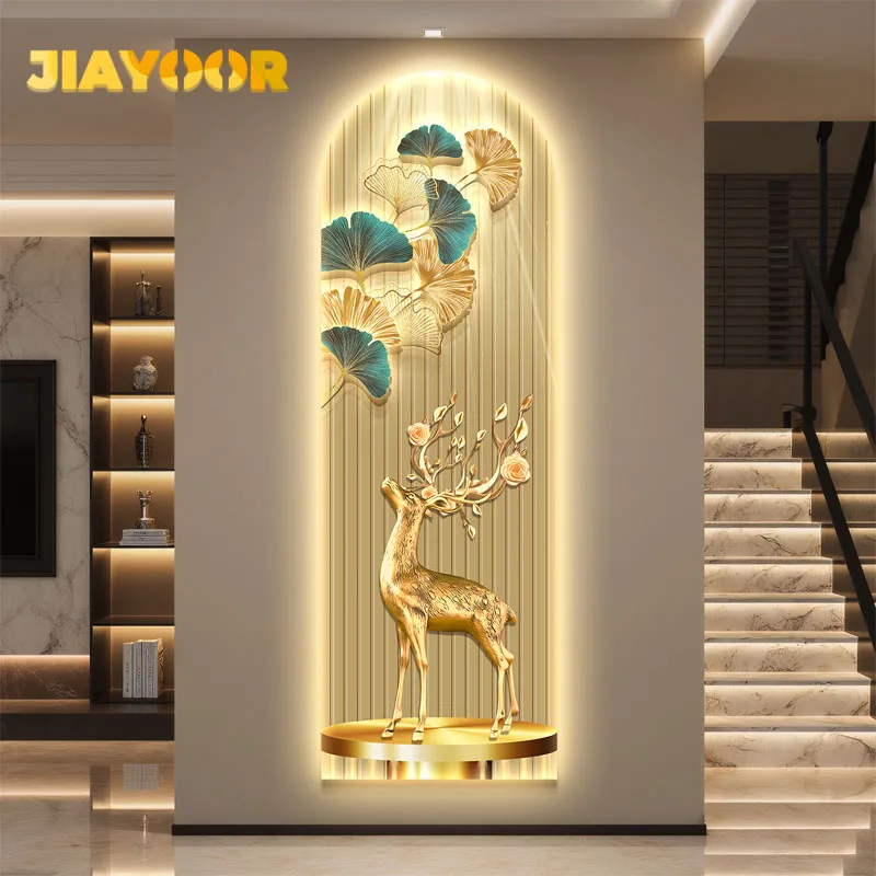 LED A living room Decoration Painting Light Nine Fish Painting Vertical Painting At Home Corridor Corridor Wall Lamp Painting