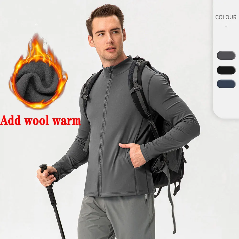 

Men's Cashmere Sport Coat Warm Fit Zipper Training Running Top Outdoor Fitness Clothing Fashion Cardigan Brocade Plus Autumn Win