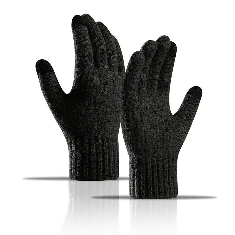 Guantes de punto para hombre y mujer, manoplas cálidas para pantalla táctil, de imitación, gruesas, de algodón, para estudiantes, 1 par