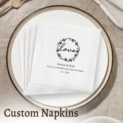 Personalized Paper Napkins Disposable Custom Wedding Napkins of Your Text for Party Birthday Wedding Cocktail Baby Shower Decor