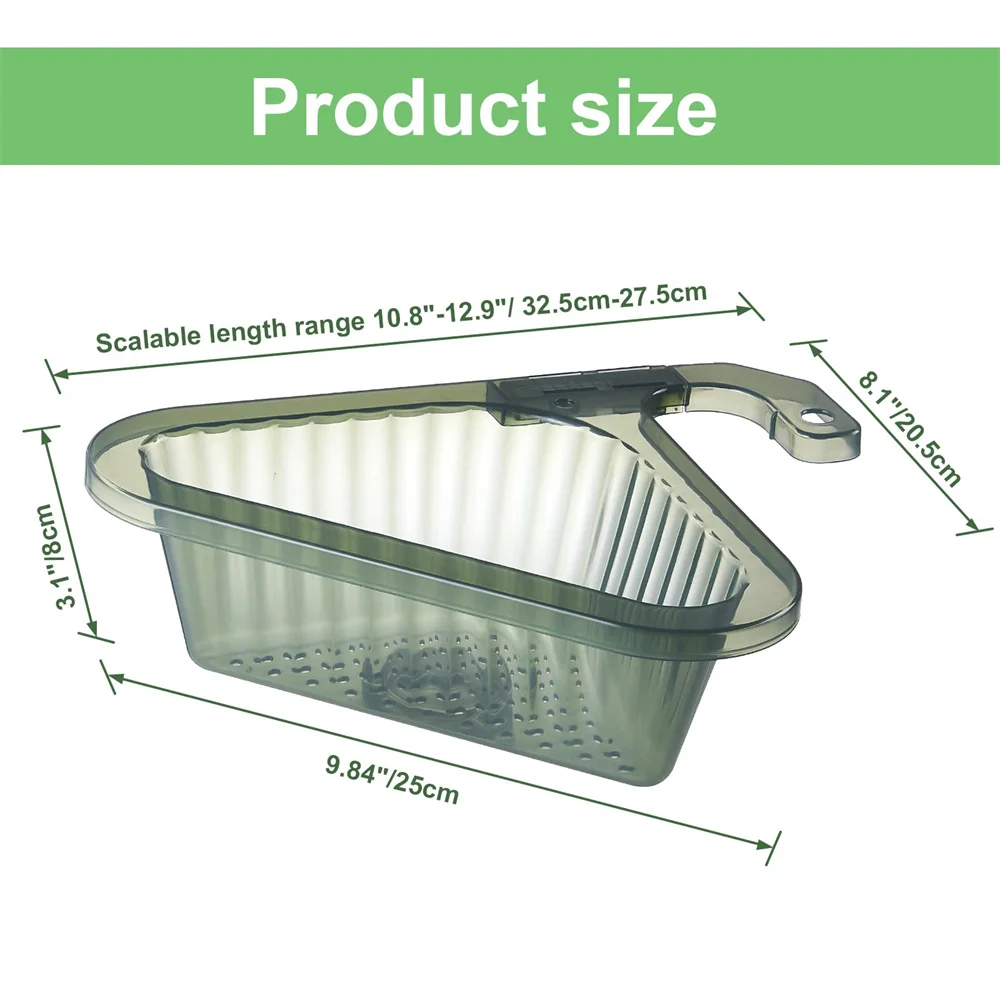 Passoire triangulaire pour évier de cuisine, panier filtrant, panier de vidange d\'angle, poignée extensible, stockage conflictueux, vidange